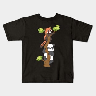 Pandas on a tree Kids T-Shirt